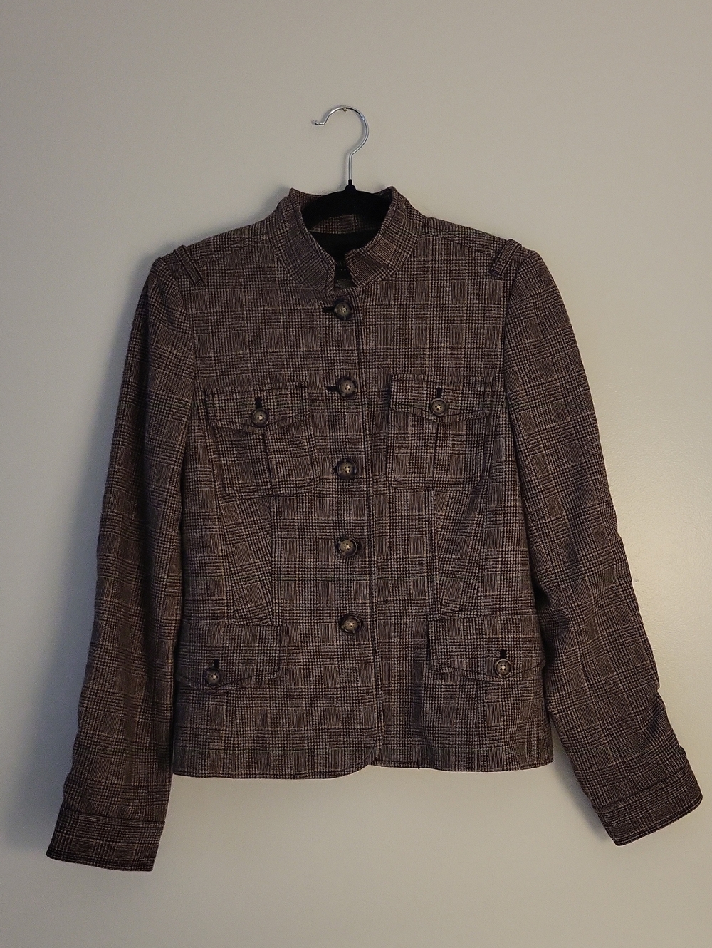 Banana Republic Brown Plaid Button-Front Blazer